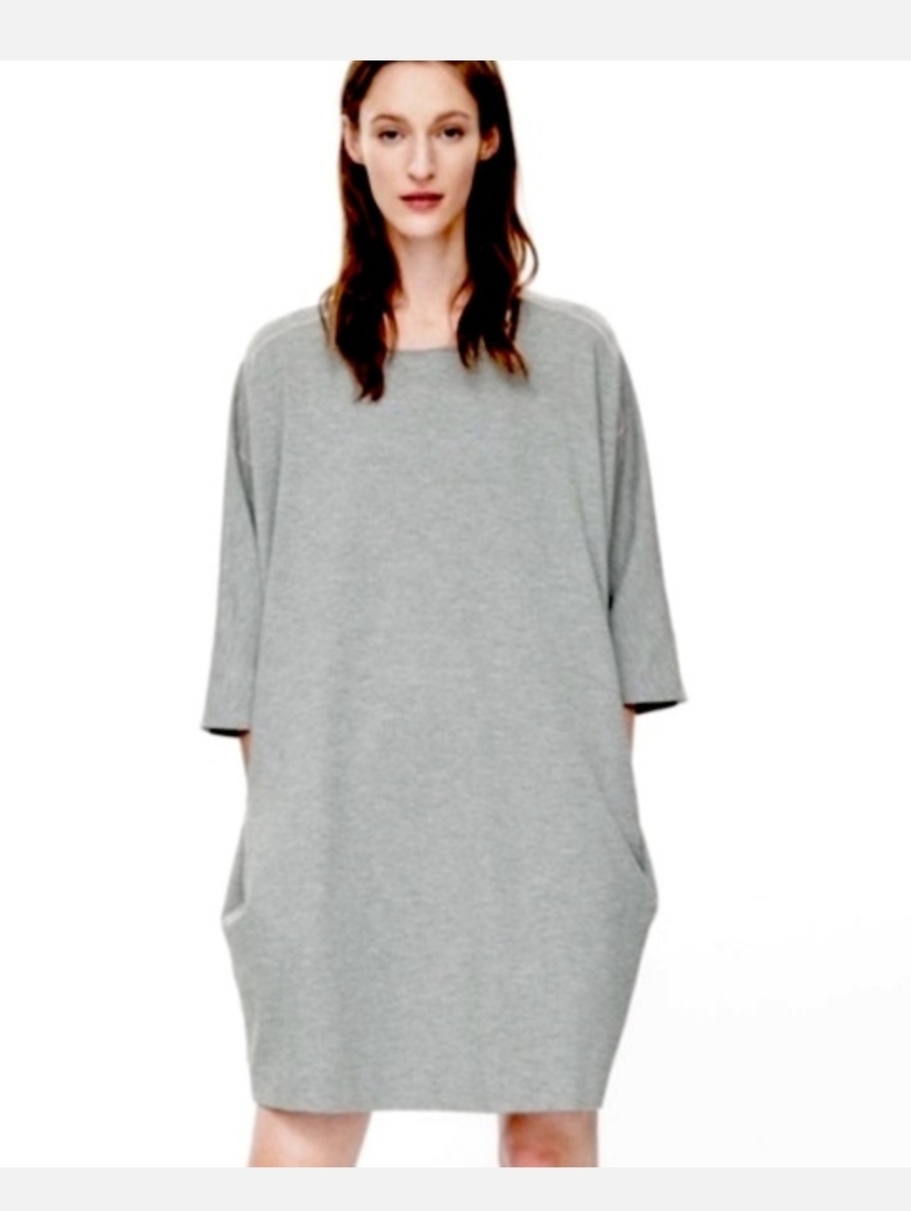 COS Oversized Relaxed Shift Dress in Gray Short Sleeve Medium